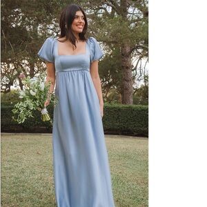 Show Me Your MuMu steel Blue Nina Maxi Dress with fabric flaw